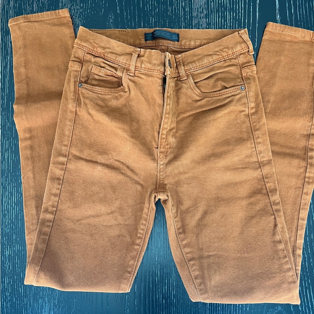 Zara brown orange skinny jeans
